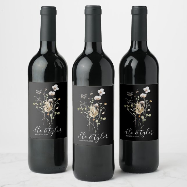 Étiquette Pour Bouteilles De Vin Étiquette Mariage  fleur sauvage bouteille de vin (Bouteilles)