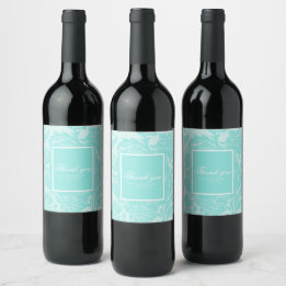 Étiquette Pour Bouteilles De Vin étiquette turquoise de vin damassé