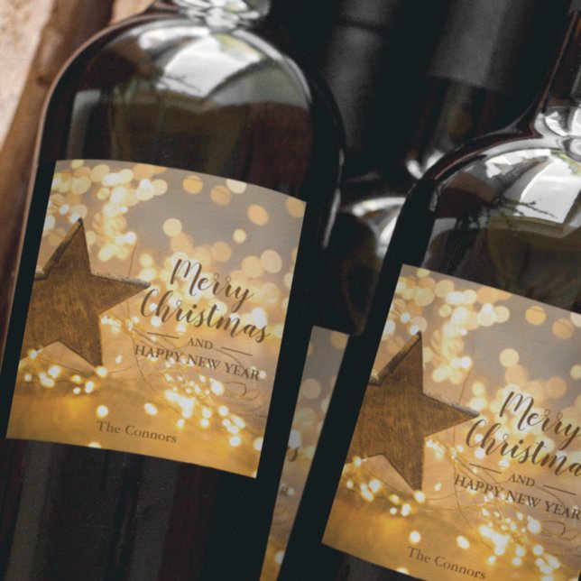 Étiquette Pour Bouteilles De Vin Étoile de Noël (Créateur téléchargé)
