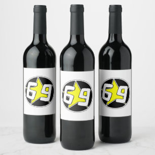 Étiquette Pour Bouteilles De Vin Étoile jaune 69