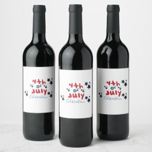 Étiquette Pour Bouteilles De Vin Étoiles de BBQ du 4 juillet Party en lettrage manu