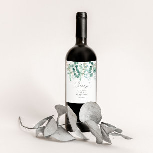 Étiquette Pour Bouteilles De Vin Eucalyptus verdure Cheers nuptiale douche