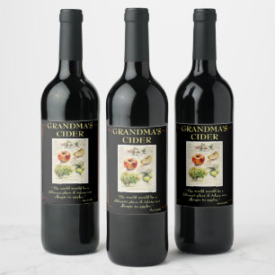 Étiquette Pour Bouteilles De Vin EVE Illustration peinte d'Apple