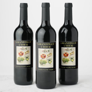 Étiquette Pour Bouteilles De Vin EVE Illustration peinte du vin Apple L
