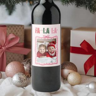 Étiquette Pour Bouteilles De Vin Fa rose de Noël personnalisé La La