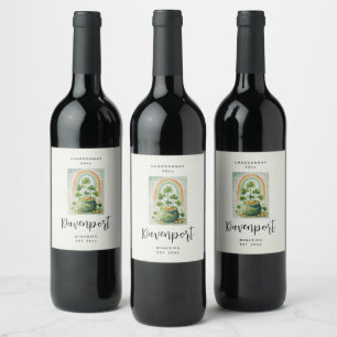 Étiquette Pour Bouteilles De Vin Fabrication de vin Pot d'Or et Arc-en-Ciel de styl