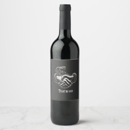 Étiquette Pour Bouteilles De Vin Faire Confiance à Personne — Serrement de Main de