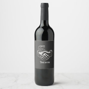 Étiquette Pour Bouteilles De Vin Faire Confiance à Personne — Serrement de Main de