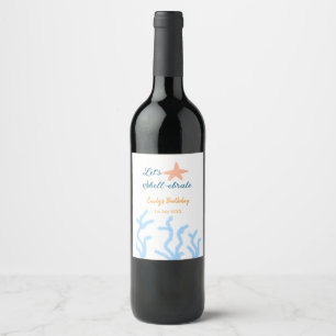 Étiquette Pour Bouteilles De Vin Faisons la fête sous l'anniversaire bleu marine