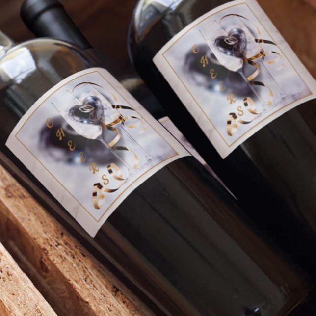 Étiquette Pour Bouteilles De Vin Faisons un toast ! Santé! (Créateur téléchargé)