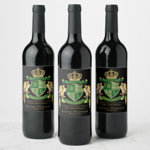 Étiquette Pour Bouteilles De Vin Faites votre propre blason Green Gold Eagle Emblem