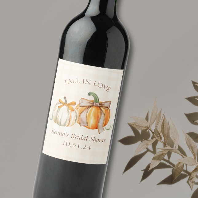 Étiquette Pour Bouteilles De Vin "Fall in Love" Rustic Autumn jolie Fête des mariée (Créateur téléchargé)