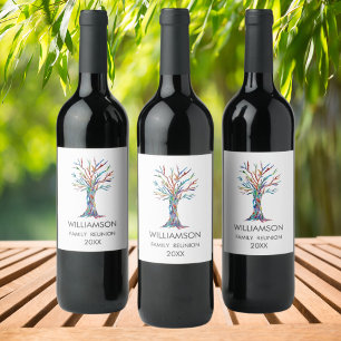 Étiquette Pour Bouteilles De Vin Family Reunion ArArArArArArArArArArArArbre Familia