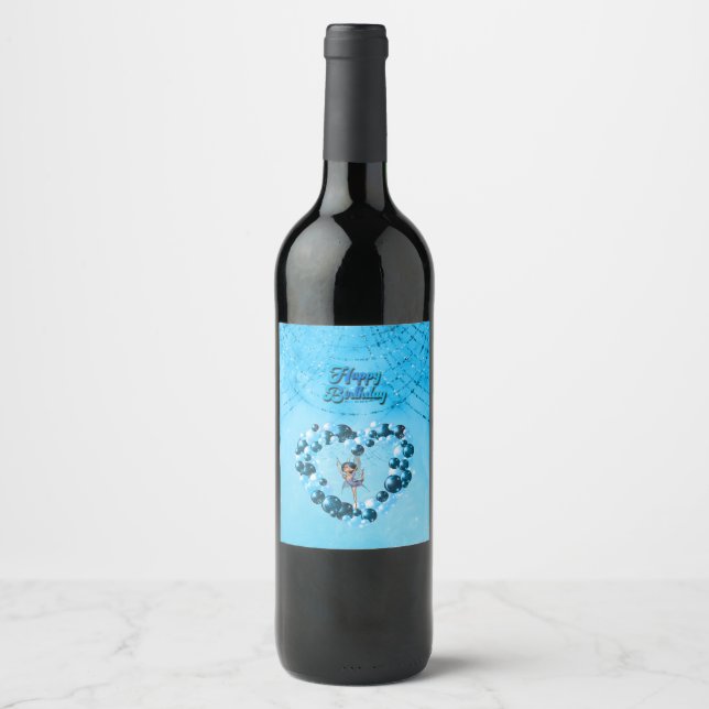 Étiquette Pour Bouteilles De Vin Fée Souhaite Anniversaire (Devant)