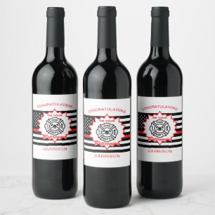 Étiquette Pour Bouteilles De Vin Félicitations au pompier à la retraite