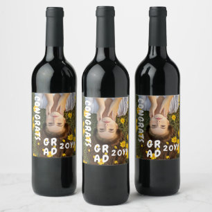 Étiquette Pour Bouteilles De Vin Félicitations Grad Photo Date Grad Graduation Mode