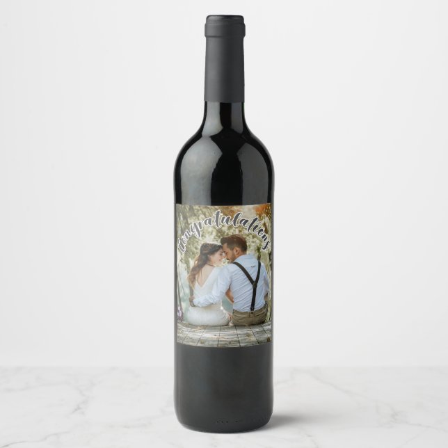 Étiquette Pour Bouteilles De Vin Félicitations Grey TEXTE DE SUPERPOSITION Étiquett (Devant)