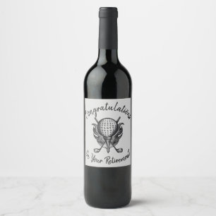 Étiquette Pour Bouteilles De Vin Félicitations pour la retraite Golf Ball Tee Clubs