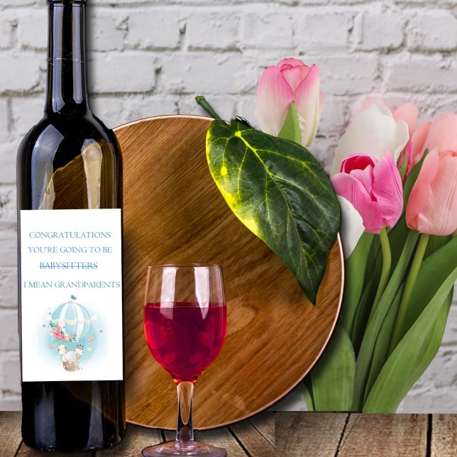 Étiquette Pour Bouteilles De Vin Félicitations, tu vas devenir grand-parents (Créateur téléchargé)