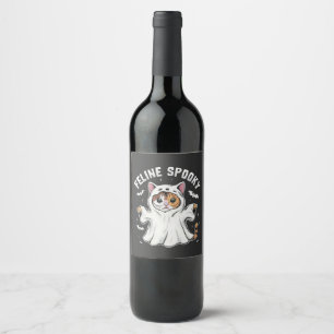 Étiquette Pour Bouteilles De Vin Feline Éffrayant Funny Éffrayant Halloween Fantôme