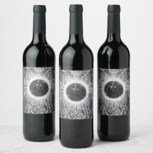 Étiquette Pour Bouteilles De Vin Fenêtre cosmique peinte surréaliste