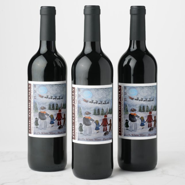 Étiquette Pour Bouteilles De Vin Festive Friends Christmas Wine Label (Bouteilles)