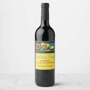 Étiquette Pour Bouteilles De Vin Fête d'anniversaire Cake Art Jazz
