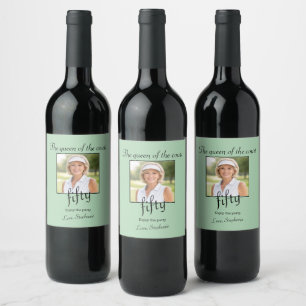 Étiquette Pour Bouteilles De Vin Fête d'anniversaire élégante de tennis photo pour