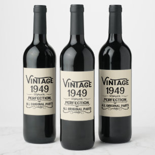 Étiquette Pour Bouteilles De Vin Fête d'anniversaire personnalisée vintage 75 ans