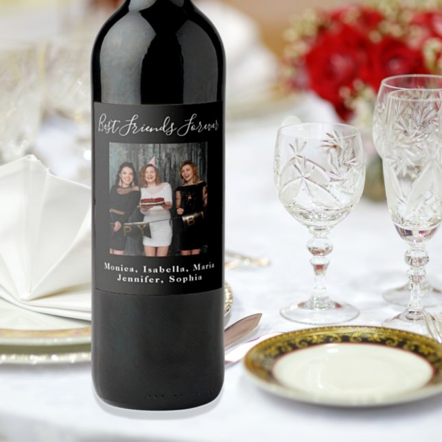 Étiquette Pour Bouteilles De Vin fête d'anniversaire personnalisées photos amis pou (Créateur téléchargé)