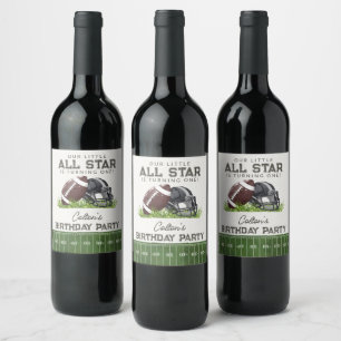Étiquette Pour Bouteilles De Vin Fête d'anniversaire Touchdown Petite Star de Footb