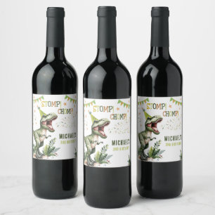 Étiquette Pour Bouteilles De Vin Fête d'anniversaire Trois Rex Dinosaure 3 ans 