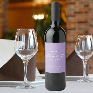 Étiquette Pour Bouteilles De Vin Fête de Bachelorette Violet Lilas Personnalisée