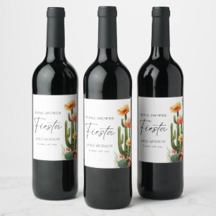 Étiquette Pour Bouteilles De Vin Fête de cactus Floral Shower de Mariée