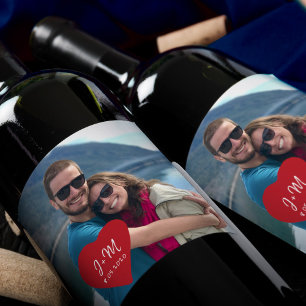 Étiquette Pour Bouteilles De Vin Fête de fiançailles de coeur d'amour photo personn