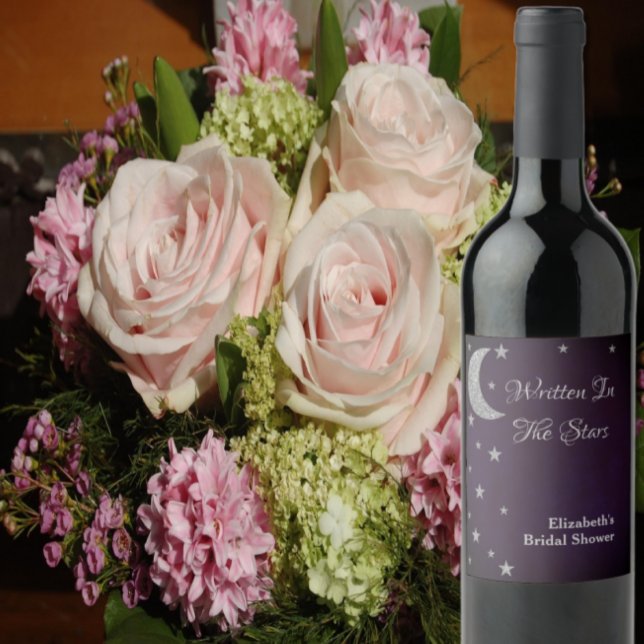 Étiquette Pour Bouteilles De Vin Fête de Fiançailles Écrite Dans Les Étoiles (Créateur téléchargé)