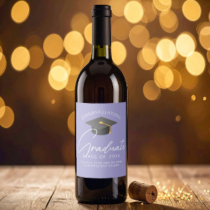 Étiquette Pour Bouteilles De Vin Fête de fin d'études élégante lavande personnalisé