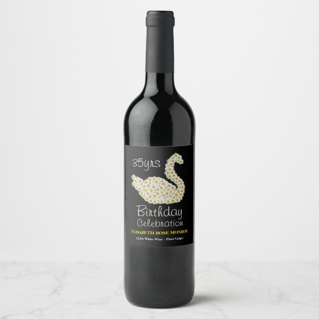 Étiquette Pour Bouteilles De Vin Fête de l'anniversaire de Daisy Swan (Devant)