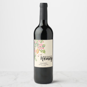 Étiquette Pour Bouteilles De Vin Fête de mariage aquarelle Elle a trouvé son miel 