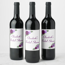 Étiquette Pour Bouteilles De Vin Fête de mariage floral Paon Violet