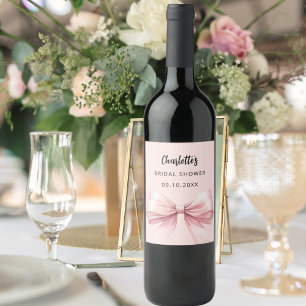 Étiquette Pour Bouteilles De Vin Fête de mariage rose arc-en-ciel avec noeud