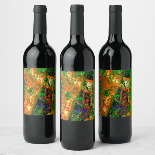 Étiquette Pour Bouteilles De Vin Fête de masques ou carnaval de peintures, orange e (Bouteilles)