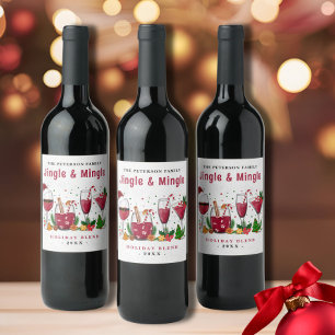 Étiquette Pour Bouteilles De Vin Fête de Noël Jingle et Mingle