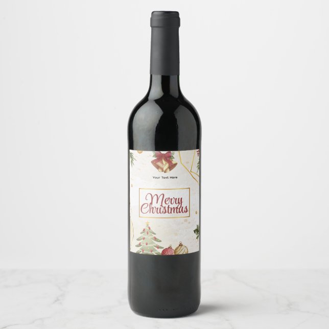 Étiquette Pour Bouteilles De Vin Fête de Noël Joyeux Noël (Devant)