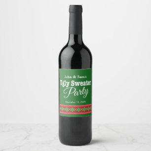 Étiquette Pour Bouteilles De Vin Fête de Noël laide de chandail, personnalisée
