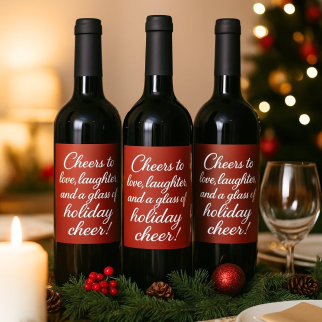 Étiquette Pour Bouteilles De Vin Fête de Noël rouge blanc amour rire (Créateur téléchargé)