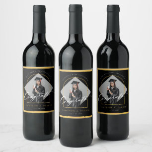 Étiquette Pour Bouteilles De Vin Fête de remise des diplômes photo minimaliste avec