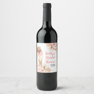 Étiquette Pour Bouteilles De Vin Fête de vin de glace de gazon de Pampas Boho Boute