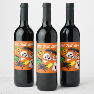 Étiquette Pour Bouteilles De Vin Fête des Candies Éffrayantes d'Halloween