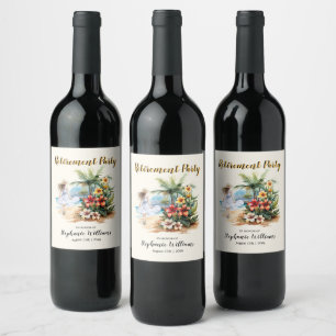 Étiquette Pour Bouteilles De Vin Fête des fleurs d'Aloha Beach pour la retraite des